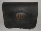 US Civil War Infantry Leather Cartridge Box with Tins and Original Buckle