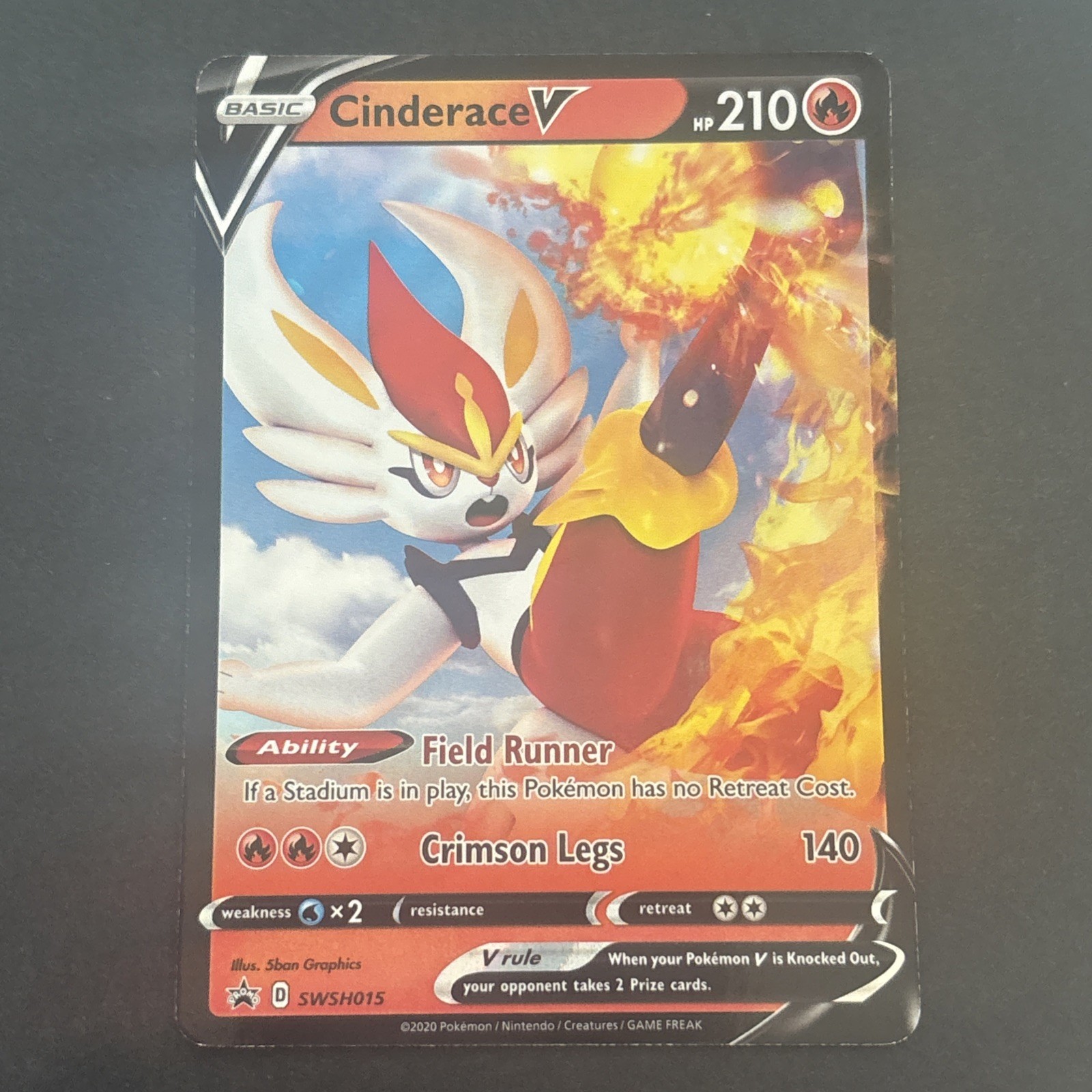 Cinderace V SWSH015 Sword & Shield Black Star Promo Holo Pokemon Card NM