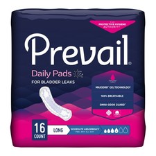 Prevail Daily Incontinent Pad 11" L Long Length Moderate 144 Ct