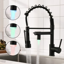 LED Commercial Kitchen Faucet with Pull Down Sprayer, Single Handle Single Lever