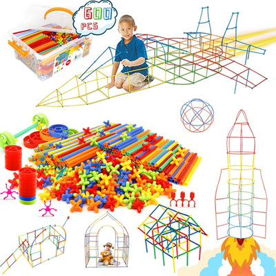 Straw Constructor Toys STEM Building 600Pcs Toy Interlocking Plastic Engineering