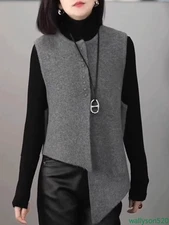 Women's Casual  Irregular Japanese Knitted Vest Autumn Winter Coat