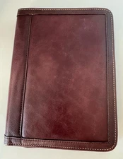 Vtg Franklin Covey Planner Grain Pebbled Leather Classic Brown Unstructured Zip
