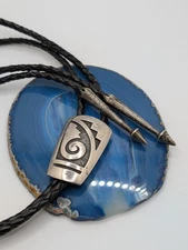 Vintage Hopi Sterling Silver Overlay Bolo Tie Attributed Bernard Dawahoya 40”