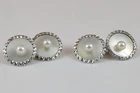 Vintage Mikimoto Akoya Pearl Round Cufflinks Sterling Silver Japan