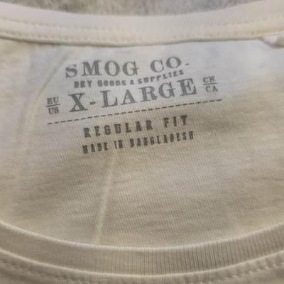 Smog Co. Herren T-Shirt XL Weiß/Blau Rundhals Kurzarm Regular Fit Logo Print