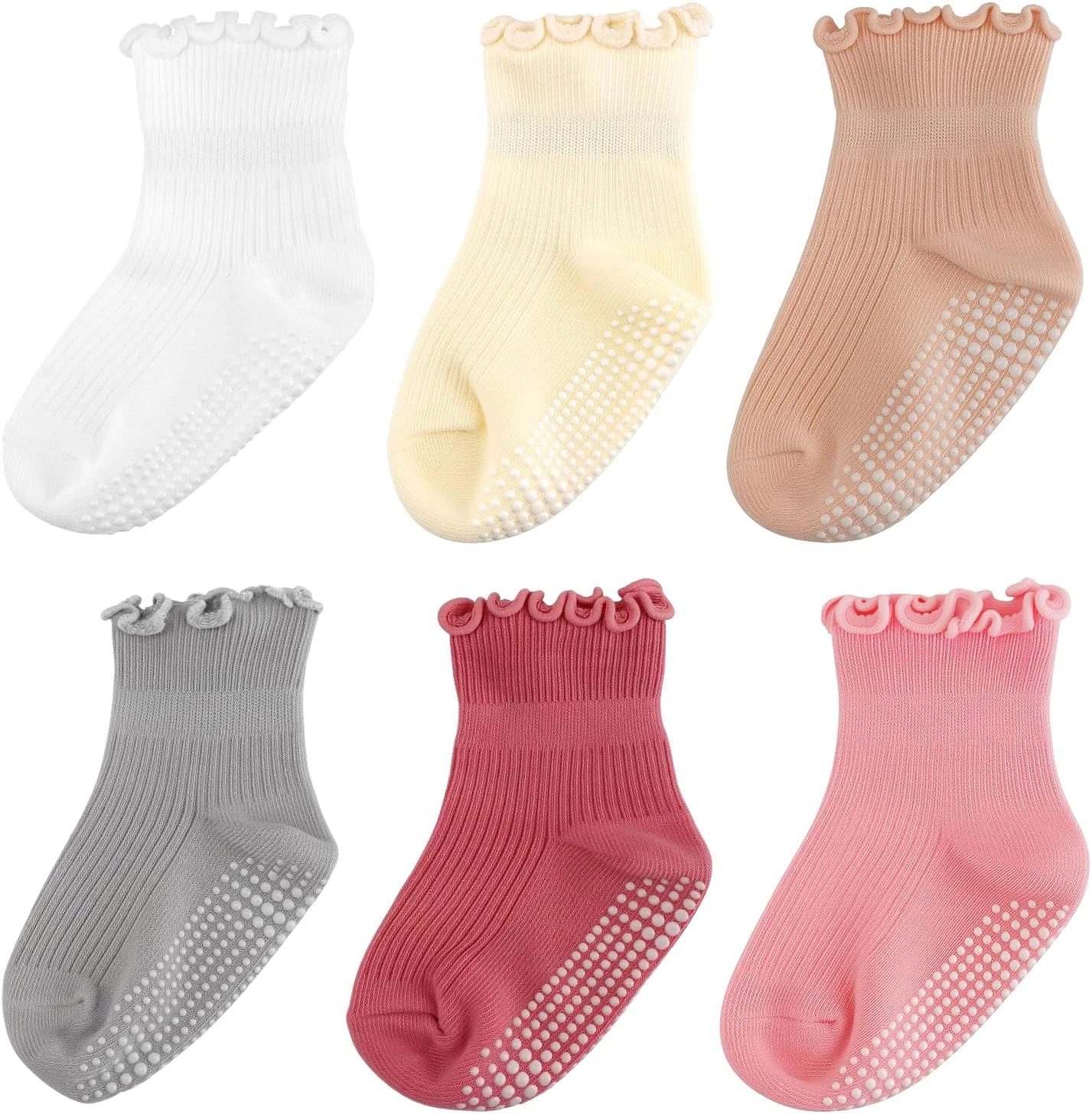 6 Pairs Toddler Ruffle Socks for Girls - Baby Grip Socks with Non-Slip, Cute Gri
Opens in a new wind