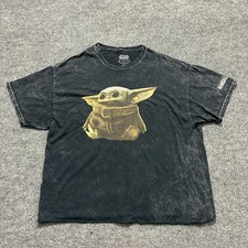 Star Wars Mandalorian Baby Yoda Graphic Mens Shirt Size XL Black Short Sleeve