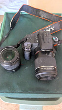 Sony Alpha a300 DSLR 10-11.9MP Black 2.7" w/ 18-70mm 55-200mm
