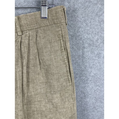John Ashford Shorts Mens 38 Waist Pleated Khaki Linen Blend Chino - Picture 3 of 9