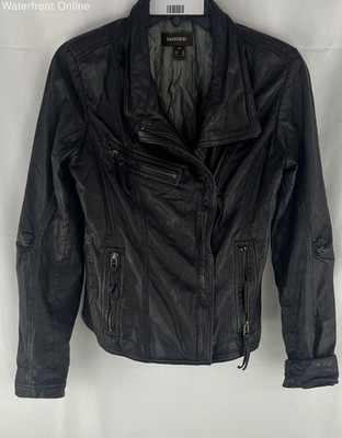 Vintage Danier Women's Black Soft Leather Zip Up Biker's Jacket Size S/P