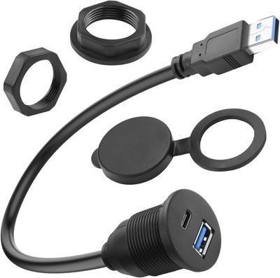 USB3.0 auf USB C Adapter 30cm Festmontage Auto Armaturenbrett Kabel