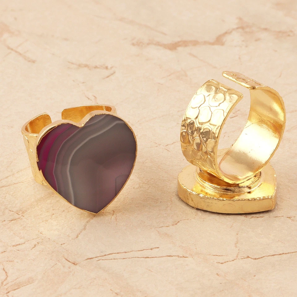 Hermosa rebanada de ágata rosa oro amarillo piedras preciosas galvanizadas regalo para ella Foto 3 de 3