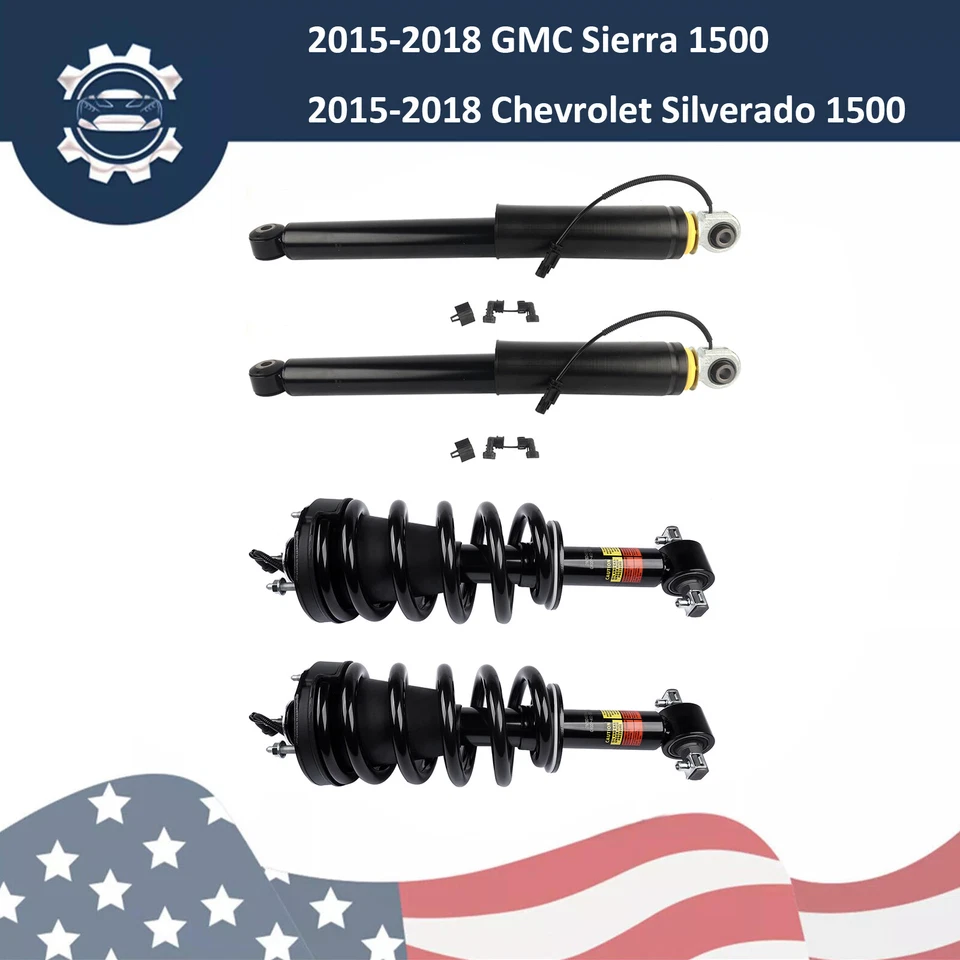Conjunto de 4 piezas de puntal delantero y resorte + amortiguadores traseros para 15-18 GMC Sierra 1500 MagneRide Foto 2 de 4