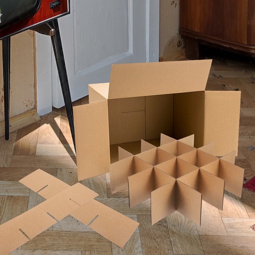 12 Pezzi Scatole Spostamento Divisori Vetro Kit Imballaggio Scatola di Cartone Divisore Spostamento US - Foto 12 di 12