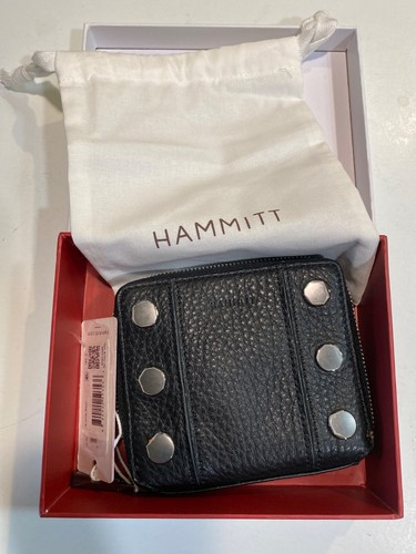 Hammitt 5 NORTH Leather Compact Wallet Black/Gunmetal NWT