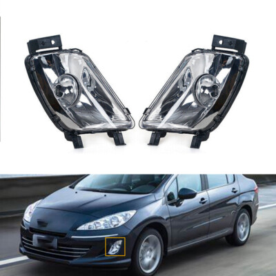 1 Pair Front Bumper Fog Lights Lamps With Bulbs For Peugeot 408 2010-2013