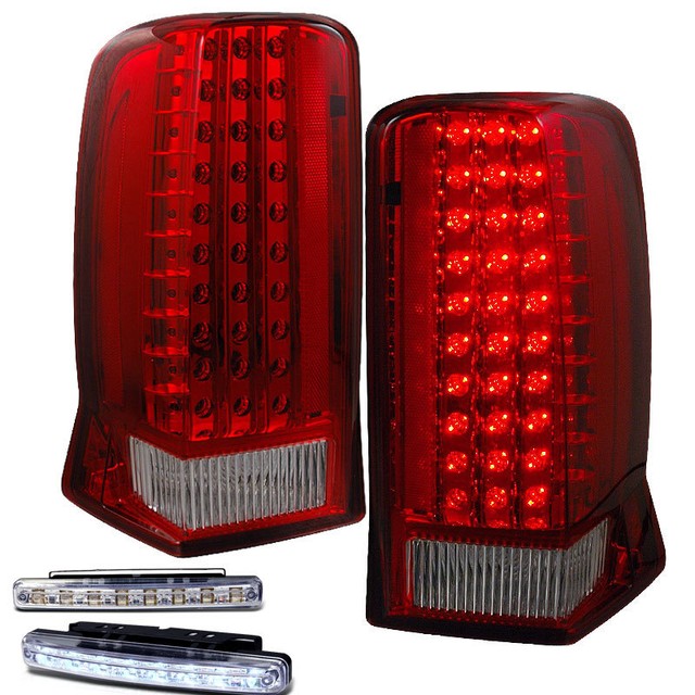 20022006 CADILLAC ESCALADE REAR BRAKE TAIL LIGHTS RED/CLEAR+LED BUMPER RUNNING eBay