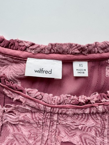 Blusa Campesina Aritzia WILFRED Lourdes Malva Transparente Floral Jacquard, Talla XS - Imagen 11 de 13