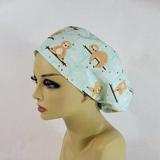 Sloth Women Scrub Hat, Surgical Cap, Scrub Hat, Nurses Hat, Medical USA Made