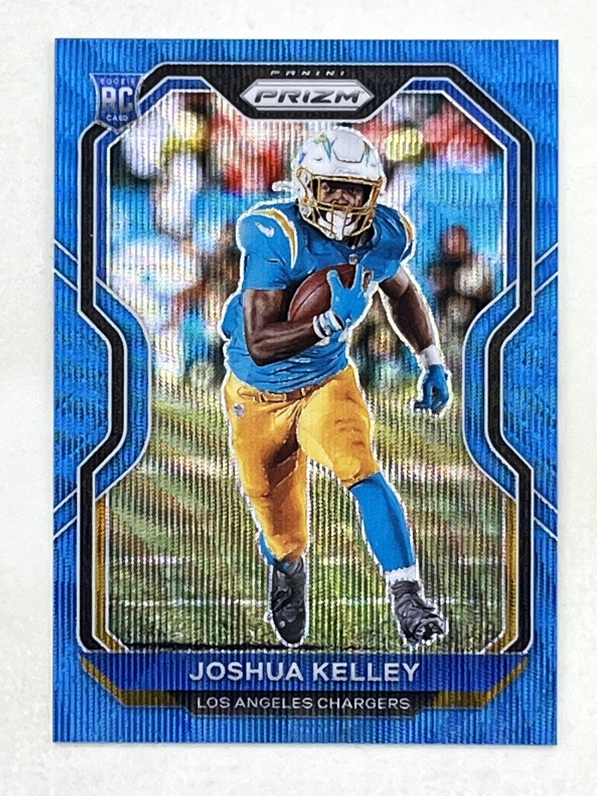 Joshua Kelley 2020 Panini Prizm Rookie Blue Wave Prizm RC /199 #326 NFL RB Card