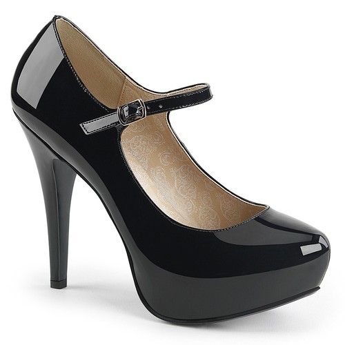 PLEASER Patent Black 5" Heel Platform Maryjane W/Concealed PT Pump CHLOE-02