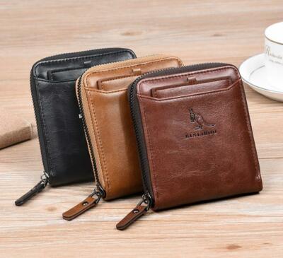 BINLIROO, Vintage, Genuine Leather Anti-Theft, RFID, Short