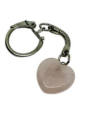 Rose Quartz Heart Keyring The Love Stone Genuine Heart Stone Crystal Gemstone
