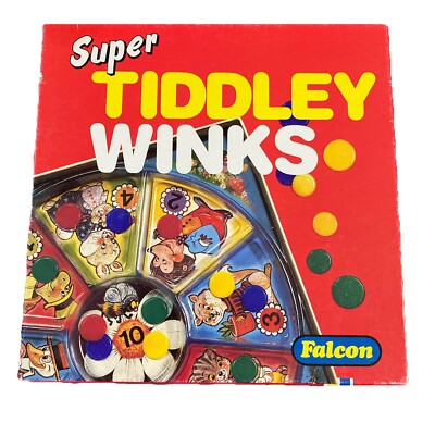 Vintage Super Tiddley Winks im Originalkarton von Falcon Made In England selten 