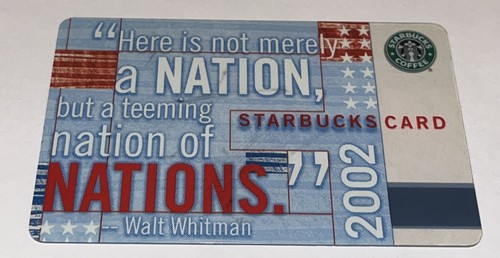 Starbucks 2002 4th July Nations Walt Whitman Old Logo Card - Picture 5 of 16