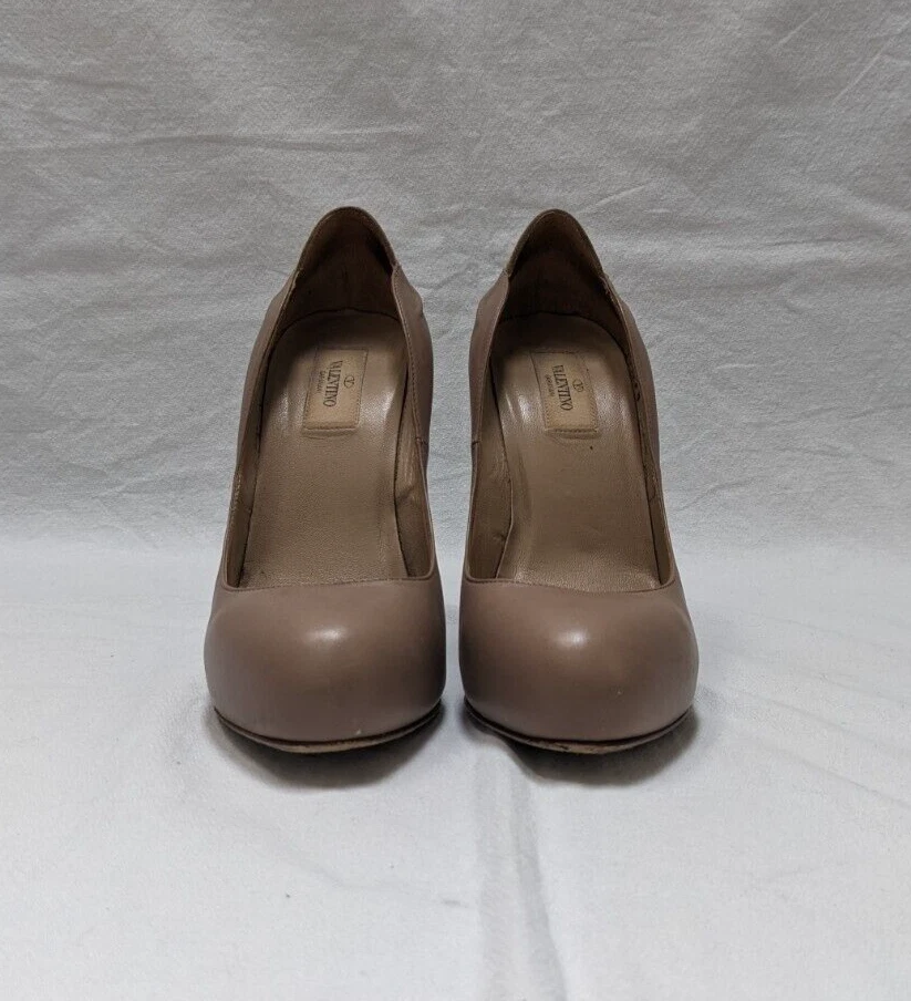 Décolleté Valentino tacco beige viuve in pelle impreziosita plateau taglia 38 US 8