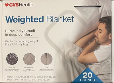 Adult Weighted Heavy Blanket 20 Pound CVS Health Duvet Cover Gray -NEW In Box