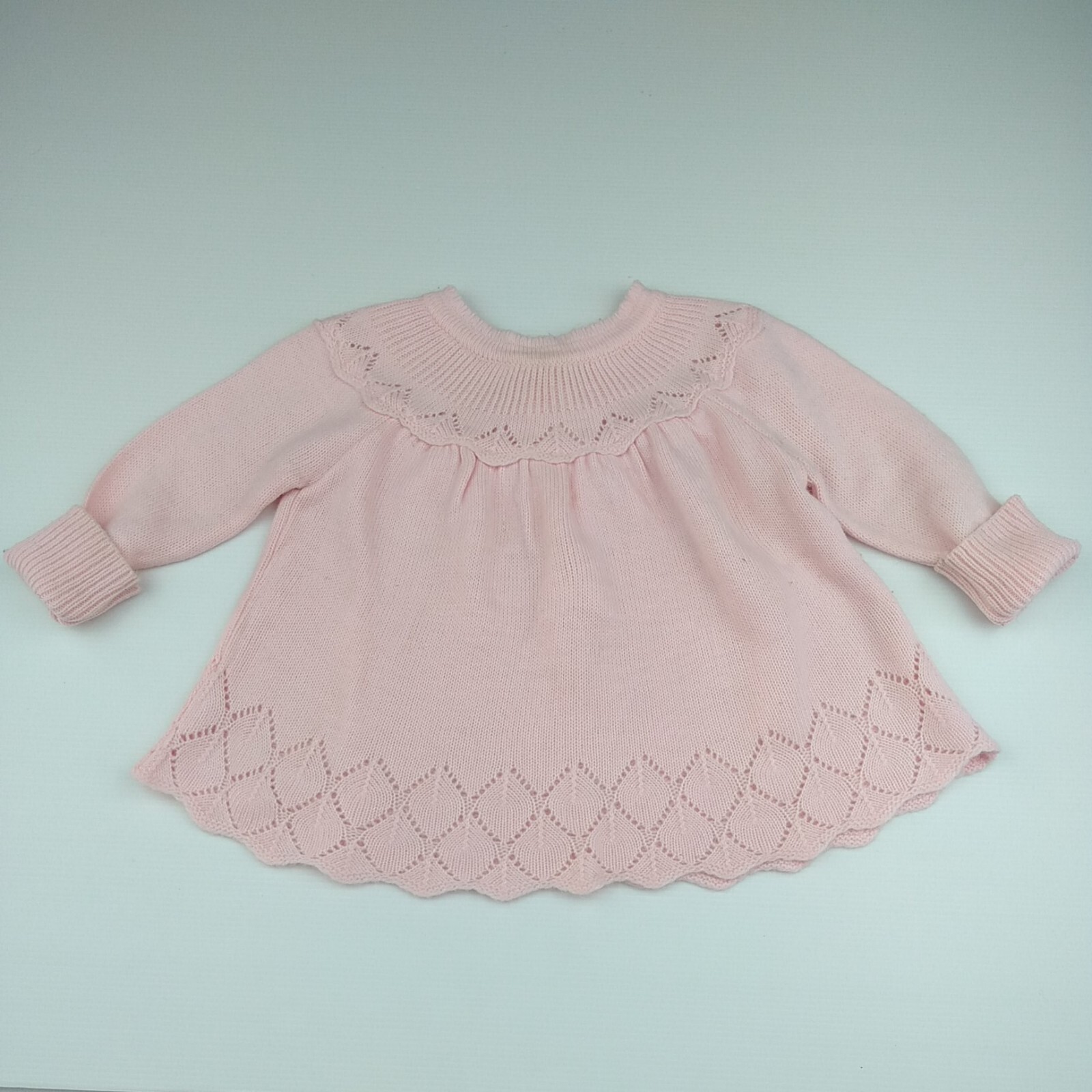 Baby Vintage Pink Knitted Jumper Pants Set Size 612 Months Made in