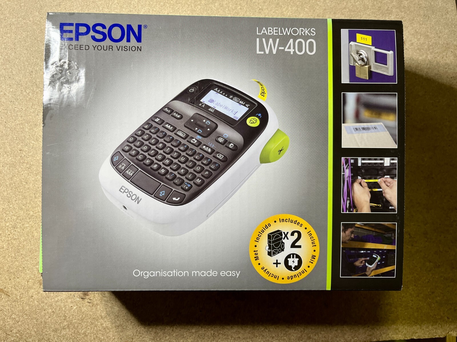 Epson LW-400 étiqueteuse avec écran rétroéclairé et 4 rubans pour rubanerie