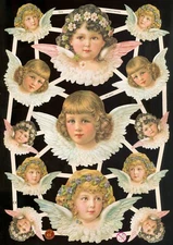 VICTORIAN ANGELS DIE CUT PAPER SCRAPS ef7315 GERMANY