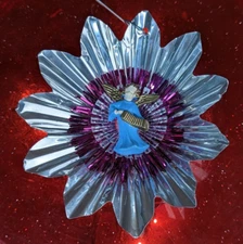 Handmade Christmas Ornament with Vintage Light Reflectors, Mini Angel