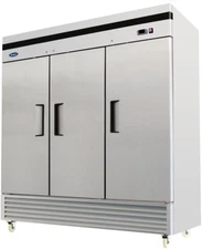 ATOSA MBF8508GR 3 SOLID DOOR REFRIGERATOR STAINLESS STEEL W/CASTERS BOTTOM MOUNT