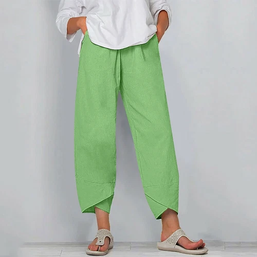 New Womens Ladies Cotton Linen Loose Baggy Casual Harem Pants Trousers Plus Size - Picture 14 of 35
