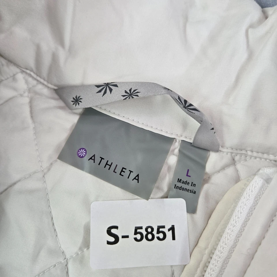 Athleta Women Jacket Large White Colorblock Upside Puffer Vest Quilted Full Zip - Image 2 of 4