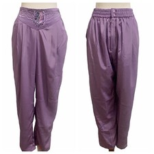 Vintage high waist embroidered floral beaded harem tapered ankle pants Sz L