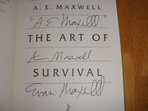A.E. Maxwell THE ART OF SURVIVAL ***autographed*** 1st Edition HBDJ - Imagen 6 de 8