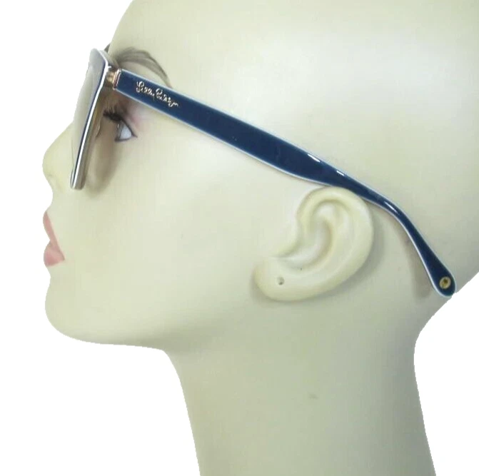 Óculos de sol LILLY PULITZER NV Kenda olho de gato branco-bronze acentuado armação azul marinho - Imagem 2 de 4