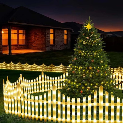 Xmas Solar Lights Fence LED Courtyard Christmas Garden Landscape In/Outdoor Deco - Picture 36 of 47