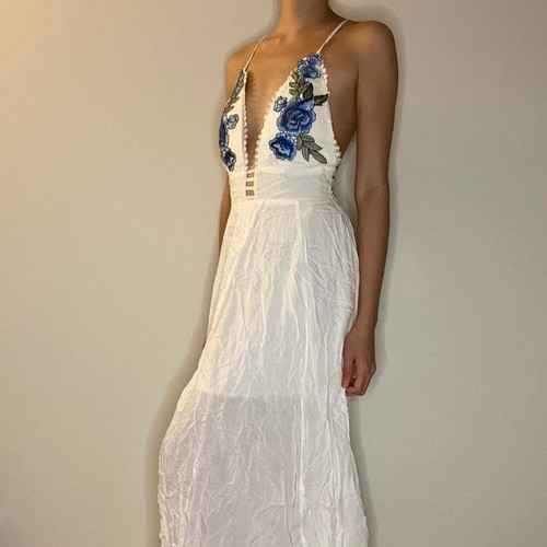 LF Store Angel Biba floral rose crochet white maxi dress AUS 8 US S NEW Revolve