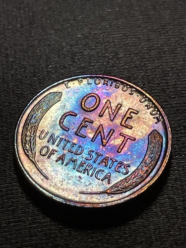 1951-D Lincoln Wheat Cent Multi Color Toning BU GEM MINT STATE Coin LCC512 - Picture 6 of 9