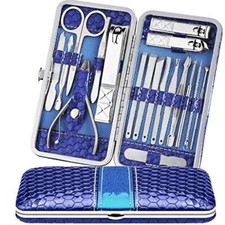 18PCS Blackhead Remover Comedone Extractor Tweezers Nail Clippers Kit with Case