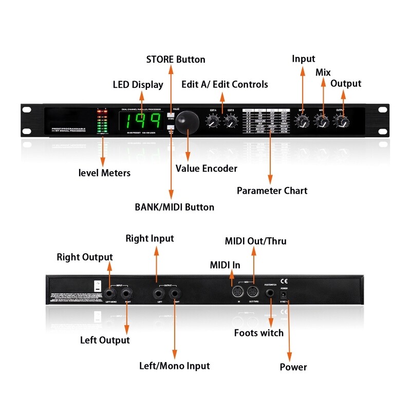 Professional Digital Reverb Multi Effect DSP Processor Audio Processor ...