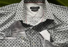 Bugatchi Mens Button Long Sleeve Shirt Sz L Shaped Fit FLIP CUFFS