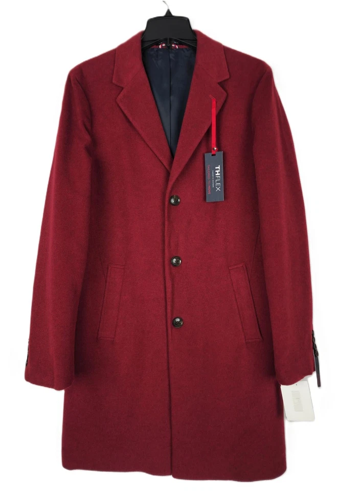 Tommy Hilfiger Men's Modern-Fit Addison Stretch Wool Blend Overcoat Red 40R NWT - Image 2 of 4