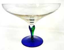 Leonardo Glasschale mit blau/grünem Fuß Ø ca. 25 cm und 19,5 cm hoch Obstschale